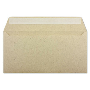 50 DIN Lang Briefumschläge Kraftpapier Ökopapier Umweltpapier aus Graspapier - 11 x 22 cm - 120 g/m² - Haftklebung Umschläge ohne Fenster - Glüxx-Agent