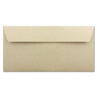 50 DIN Lang Briefumschläge Kraftpapier Ökopapier Umweltpapier aus Graspapier - 11 x 22 cm - 120 g/m² - Haftklebung Umschläge ohne Fenster - Glüxx-Agent