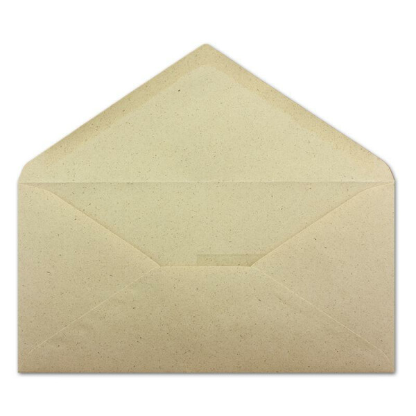 50 DIN Lang Briefumschläge Kraftpapier Ökopapier Umweltpapier aus Graspapier - 11 x 22 cm - 85 g/m² - Nassklebung Umschläge mit Fenster - Glüxx-Agent