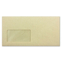 75 DIN Lang Briefumschläge Kraftpapier Ökopapier Umweltpapier aus Graspapier - 11 x 22 cm - 85 g/m² - Nassklebung Umschläge mit Fenster - Glüxx-Agent