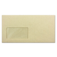250 DIN Lang Briefumschläge Kraftpapier Ökopapier Umweltpapier aus Graspapier - 11 x 22 cm - 85 g/m² - Nassklebung Umschläge mit Fenster - Glüxx-Agent