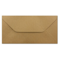25 DIN Lang Briefumschläge Vintage Braun Recycling 11 x 22 cm - 120 g/m² Nassklebung ohne Fenster ideal für Weihnachten Grußkarten Einladungen
