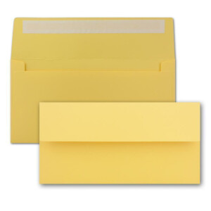 300 DIN Lang Brief-Umschläge Honig-Gelb - 11 x 22 cm - 120 g/m² Haftklebung Standard Brief-Kuverts für Taufe & Einladungen von Ihrem Glüxx-Agent
