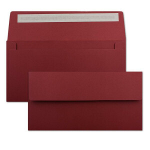 300 DIN Lang Brief-Umschläge Dunkelrot - 11 x 22 cm - 120 g/m² Haftklebung Standard Brief-Kuverts - Einladungen zur Taufe - Ihr Glüxx-Agent