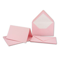 25 Karten-Set DIN B6 - Klapp-Karten 170 g/m² gerippt mit Brief-Umschlag gerippt 90 g/m² mit Seidenfutter - Rosa - Grußkarten-Set Glüxx-Agent