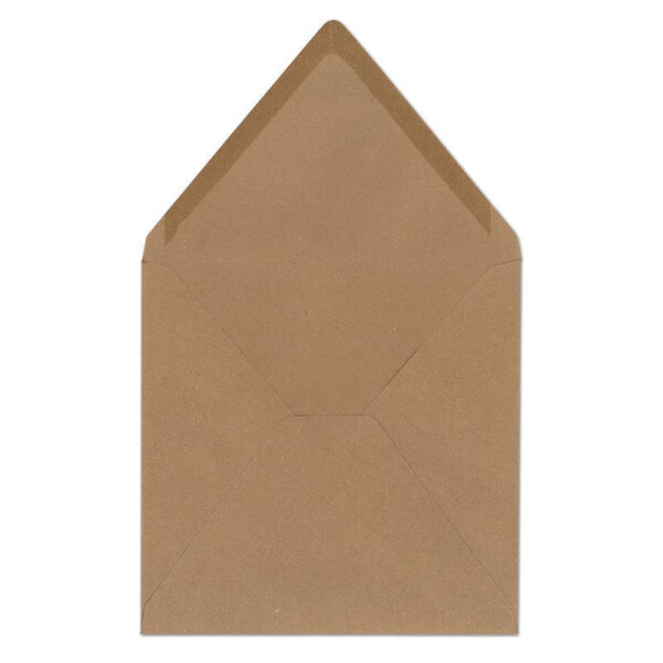 50 Quadratische Briefumschläge Kraftpapier Vintage Braun Recycling 16,5 x 16,5 cm 120 g/m² Nassklebung Post-Umschläge ohne Fenster