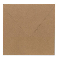 50 Quadratische Briefumschläge Kraftpapier Vintage Braun Recycling 16,5 x 16,5 cm 120 g/m² Nassklebung Post-Umschläge ohne Fenster