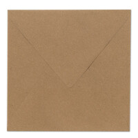 75 Quadratische Briefumschläge Kraftpapier Vintage Braun Recycling 16,5 x 16,5 cm 120 g/m² Nassklebung Post-Umschläge ohne Fenster