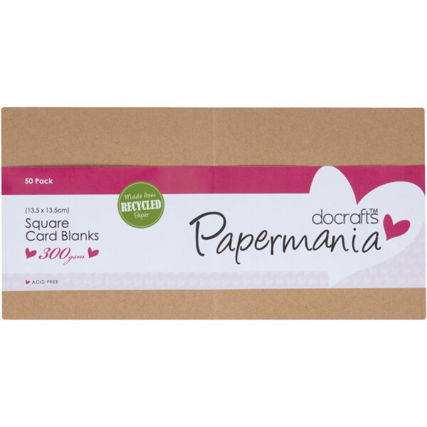 Papermania Karten, quadratisch, 13,5 cm, Kraftpapier, Braun, 50 Stück