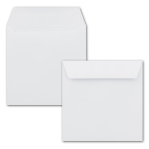 50 Quadratische Briefumschläge Weiß  15,5 x 15,5 cm 120 g/m² Nassklebung Post-Umschläge ohne Fenster  ideal für Weihnachten Grußkarten Einladungen von Ihrem Glüxx-Agent
