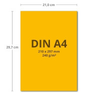 200 Blatt Tonkarton DIN A4 - Gelb - 240 g/m² dicker Bastelkarton - 21,0 x 29,7 cm Pappe zum basteln für Fotoalbum Menükarte Bedruckbar DIY kreativ sein