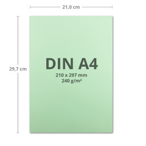 50 Blatt Tonkarton DIN A4 - Mint Grün Hellgrün - 240 g/m² dicker Bastelkarton - 21,0 x 29,7 cm Pappe zum basteln für Fotoalbum Menükarte Bedruckbar DIY kreativ sein