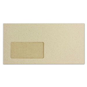 25 DIN Lang Brief-Umschläge aus Graspapier mit Fenster - 11 x 22 cm - 120 g/m² - Haftklebung - absolut blickdicht - Ökopapier Umweltpapier - Glüxx-Agent