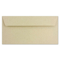 25 DIN Lang Brief-Umschläge aus Graspapier mit Fenster - 11 x 22 cm - 120 g/m² - Haftklebung - absolut blickdicht - Ökopapier Umweltpapier - Glüxx-Agent