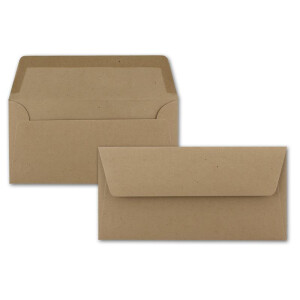 50 DIN Lang Briefumschläge Vintage Braun Recycling 22 x 11 cm - 120 g/m² Nassklebung Post-Umschläge ohne Fenster ideal für Weihnachten Grußkarten Einladungen