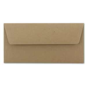 100 DIN Lang Briefumschläge Vintage Braun Recycling 22 x 11 cm - 120 g/m² Nassklebung Post-Umschläge ohne Fenster ideal für Weihnachten Grußkarten Einladungen