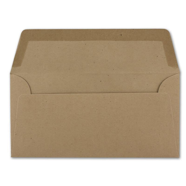 150 DIN Lang Briefumschläge Vintage Braun Recycling 22 x 11 cm - 120 g/m² Nassklebung Post-Umschläge ohne Fenster ideal für Weihnachten Grußkarten Einladungen
