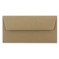 150 DIN Lang Briefumschläge Vintage Braun Recycling 22 x 11 cm - 120 g/m² Nassklebung Post-Umschläge ohne Fenster ideal für Weihnachten Grußkarten Einladungen