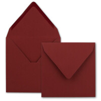 100 Quadratische Briefumschläge Dunkelrot  15,5 x 15,5 cm - 110 g/m² Nassklebung Post-Umschläge ohne Fenster  ideal für Weihnachten Grußkarten Einladungen von Ihrem Glüxx-Agent