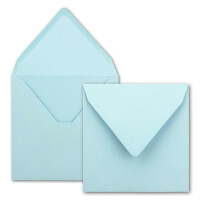 50 Quadratische Briefumschläge Hellblau  15,5 x 15,5 cm - 110 g/m² Nassklebung Post-Umschläge ohne Fenster  ideal für Weihnachten Grußkarten Einladungen von Ihrem Glüxx-Agent