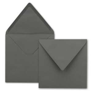200 Quadratische Briefumschläge Dunkelgrau  15,5 x 15,5 cm - 110 g/m² Nassklebung Post-Umschläge ohne Fenster  ideal für Weihnachten Grußkarten Einladungen von Ihrem Glüxx-Agent