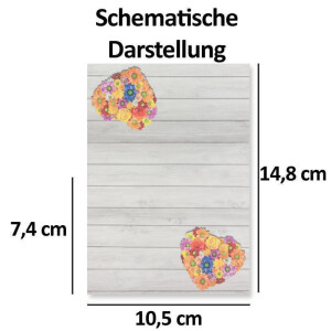 Glüxx Agent 150 Tischkarten Hochzeit - Blumen-Herz Holzoptik - Platzkarten DIN A7 7,4 x 10,5 cm blanko bedruckbar zum Beschriften – Namenskarten, Tischreservierung für Konfirmation Taufe