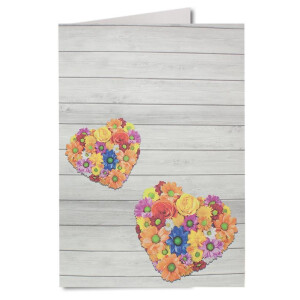 20 Doppelkarten DIN A5 mit Blumenherz 29,6 x 21,0 cm ungefaltet - gefaltet 14,8 x 21,0 cm - 300 g/m² stabile Qualität in der Mitte gefalzt ideal für Menükarten - von Ihrem Glüxx-Agent