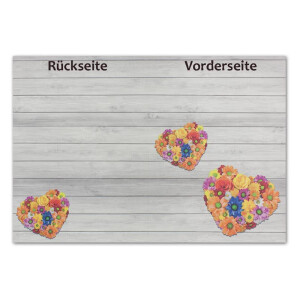 30 Doppelkarten DIN A5 mit Blumenherz 29,6 x 21,0 cm ungefaltet - gefaltet 14,8 x 21,0 cm - 300 g/m² stabile Qualität in der Mitte gefalzt ideal für Menükarten - von Ihrem Glüxx-Agent