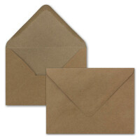 20 Kraftpapier-Karten-Umschlag Set DIN A6 Falt-Karten Natur-Braun 10,5x14,7 cm 220 g/m² Brief-Umschlägen DIN C6 11,5x16,0 cm 90 g/m² Natur-braun