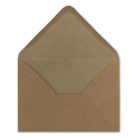 75 Kraftpapier-Karten-Umschlag Set DIN A6 Falt-Karten Natur-Braun 10,5x14,7 cm 220 g/m² Brief-Umschlägen DIN C6 11,5x16,0 cm 90 g/m² Natur-braun