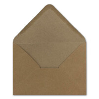 100 Kraftpapier-Karten-Umschlag Set DIN A6 Falt-Karten Natur-Braun 10,5x14,7 cm 220 g/m² Brief-Umschlägen DIN C6 11,5x16,0 cm 90 g/m² Natur-braun