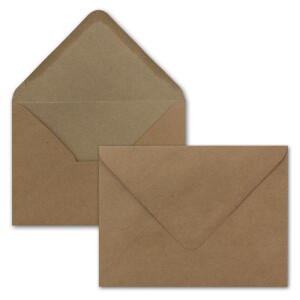 500 Kraftpapier-Karten-Umschlag Set DIN A6 Falt-Karten Natur-Braun 10,5x14,7 cm 220 g/m² Brief-Umschlägen DIN C6 11,5x16,0 cm 90 g/m² Natur-braun