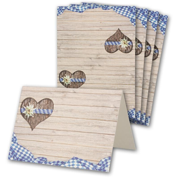 Glüxx Agent 75 Tischkarten Hochzeit - Hochzeit Bavaria - Platzkarten DIN A7 7,4 x 10,5 cm blanko bedruckbar zum Beschriften – Namenskarten, Tischreservierung für Konfirmation Taufe