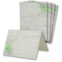 Glüxx Agent 25 Tischkarten Hochzeit - Margerite Geschenk Holzoptik - Platzkarten DIN A7 7,4 x 10,5 cm blanko bedruckbar zum Beschriften – Namenskarten, Tischreservierung für Konfirmation Taufe