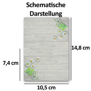 Glüxx Agent 100 Tischkarten Hochzeit - Margerite Geschenk Holzoptik - Platzkarten DIN A7 7,4 x 10,5 cm blanko bedruckbar zum Beschriften – Namenskarten, Tischreservierung für Konfirmation Taufe