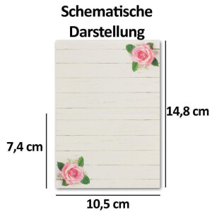 Glüxx Agent 25 Tischkarten Hochzeit - Rose Blumenmotiv - Platzkarten DIN A7 7,4 x 10,5 cm blanko bedruckbar zum Beschriften – Namenskarten, Tischreservierung für Konfirmation Taufe