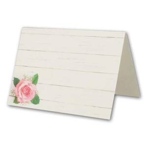 Glüxx Agent 200 Tischkarten Hochzeit - Rose Blumenmotiv - Platzkarten DIN A7 7,4 x 10,5 cm blanko bedruckbar zum Beschriften – Namenskarten, Tischreservierung für Konfirmation Taufe