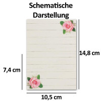 Glüxx Agent 200 Tischkarten Hochzeit - Rose Blumenmotiv - Platzkarten DIN A7 7,4 x 10,5 cm blanko bedruckbar zum Beschriften – Namenskarten, Tischreservierung für Konfirmation Taufe