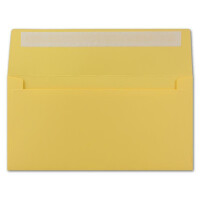 25 DIN Lang Brief-Umschläge Honig-Gelb - 11 x 22 cm - 120 g/m² Haftklebung Standard Brief-Kuverts für Taufe & Einladungen von Ihrem Glüxx-Agent
