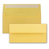 75 DIN Lang Brief-Umschläge Honig-Gelb - 11 x 22 cm - 120 g/m² Haftklebung Standard Brief-Kuverts für Taufe & Einladungen von Ihrem Glüxx-Agent