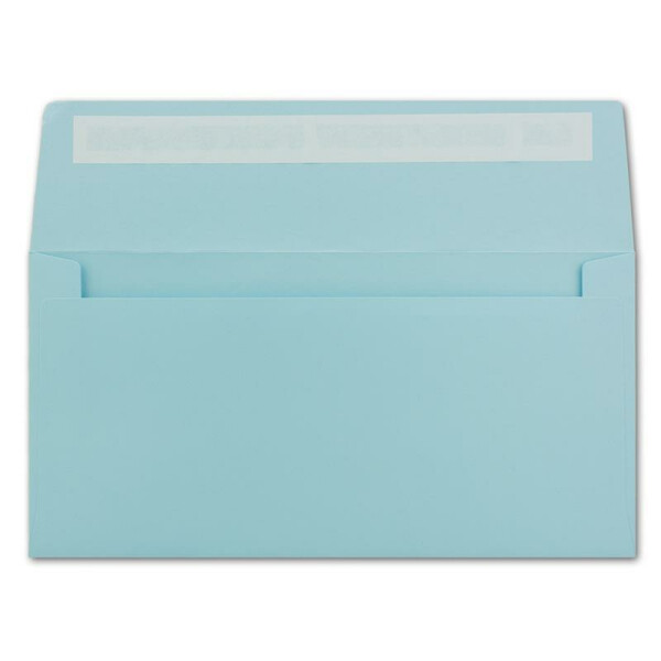 75 DIN Lang Brief-Umschläge Hell-Blau - 11 x 22 cm - 120 g/m² Haftklebung Standard Brief-Kuverts für Taufe & Einladungen von Ihrem Glüxx-Agent