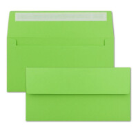 100 DIN Lang Brief-Umschläge Hell-Grün - 11 x 22 cm - 120 g/m² Haftklebung Standard Brief-Kuverts für Taufe & Einladungen von Ihrem Glüxx-Agent