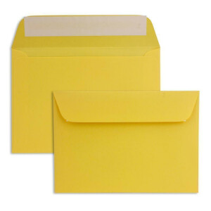 50 DIN C6 Brief-Umschläge Honig-Gelb - 11,4 x 16,2 cm - 90 Gramm Haftklebung Standard Brief-Kuverts für Taufe & Einladungen von Ihrem Glüxx-Agent