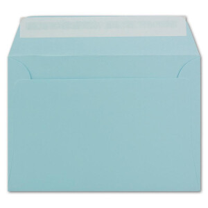 100 DIN C6 Brief-Umschläge Hell-Blau - 11,4 x 16,2 cm - 120 Gramm Haftklebung Standard Brief-Kuverts für Taufe & Einladungen von Ihrem Glüxx-Agent