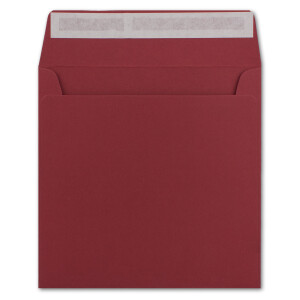 25 Quadratische Brief-Umschläge Dunkel-Rot - 15,5 x 15,5 cm - 120 g/m² Haftklebung stabile Kuverts ohne Fenster  -  von Ihrem Glüxx-Agent