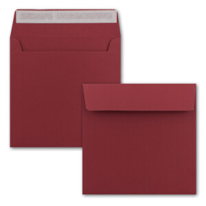 50 Quadratische Brief-Umschläge Dunkel-Rot - 15,5 x 15,5 cm - 120 g/m² Haftklebung stabile Kuverts ohne Fenster  -  von Ihrem Glüxx-Agent