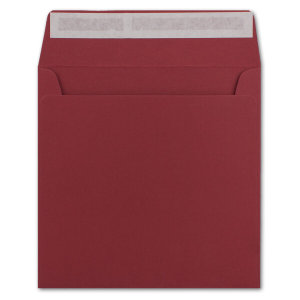 75 Quadratische Brief-Umschläge Dunkel-Rot - 15,5 x 15,5 cm - 120 g/m² Haftklebung stabile Kuverts ohne Fenster  -  von Ihrem Glüxx-Agent