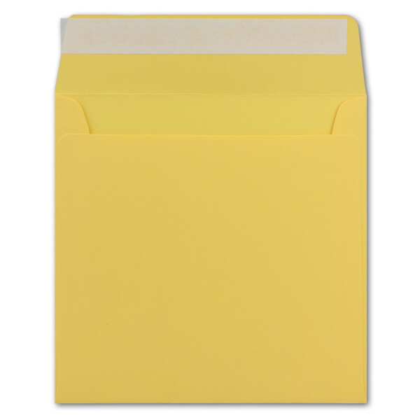 50 Quadratische Brief-Umschläge Honig-Gelb - 15,5 x 15,5 cm - 120 g/m² Haftklebung stabile Kuverts ohne Fenster  -  von Ihrem Glüxx-Agent