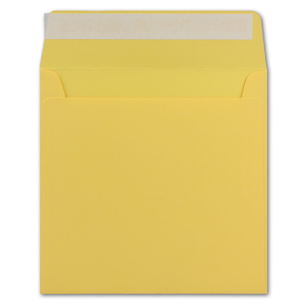75 Quadratische Brief-Umschläge Honig-Gelb - 15,5 x 15,5 cm - 120 g/m² Haftklebung stabile Kuverts ohne Fenster  -  von Ihrem Glüxx-Agent