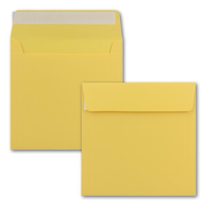 100 Quadratische Brief-Umschläge Honig-Gelb - 15,5 x 15,5 cm - 120 g/m² Haftklebung stabile Kuverts ohne Fenster  -  von Ihrem Glüxx-Agent